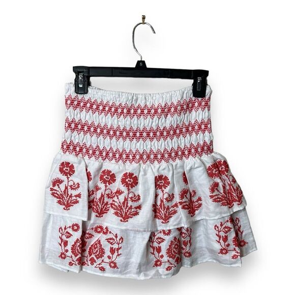 Milly Women's White Estee Embroidered Ruffle Mini Skirt Size 8 $325 - Picture 2 of 8